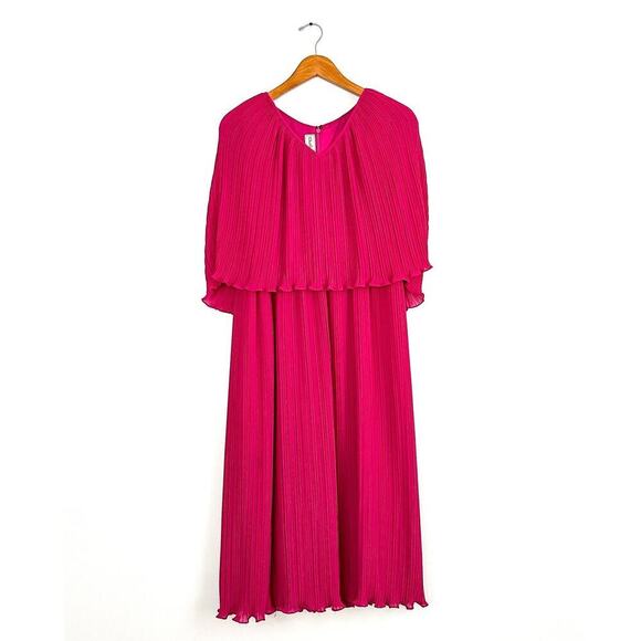 Chisholm Halle Dresses & Skirts - Vintage Chisholm Halle Fuchsia Pink Pleated Cape Top Holiday Dress Halle Bros.